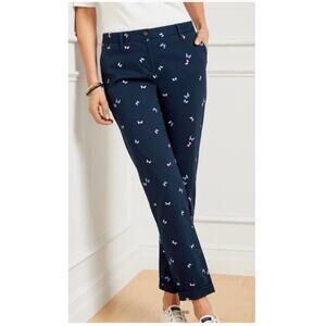 ⭐️ Talbots Perfect Chino Butterflies Navy Blue Relaxed Ankle‎ Stretch Pockets 8